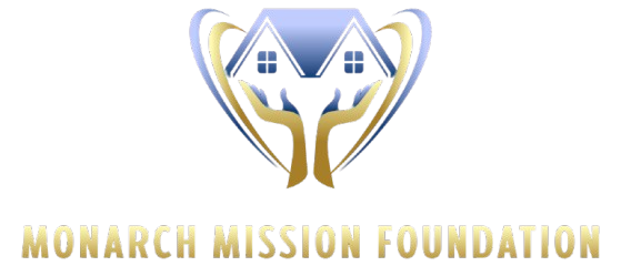 Logo featuring two hands holding a house within a heart shape.